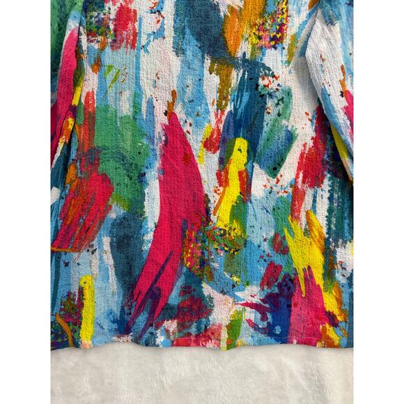 Ali Miles Ruffle Flowy Colorful Top M Festival Artsy Texture - Picture 3 of 9